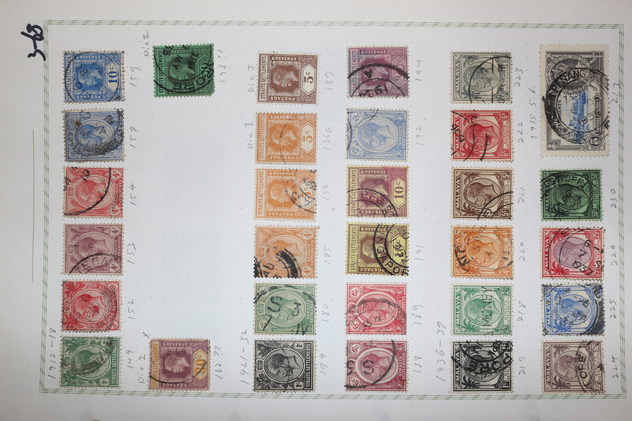 3-68  1912년~1937년 말레이반도 malaya 우표 31장