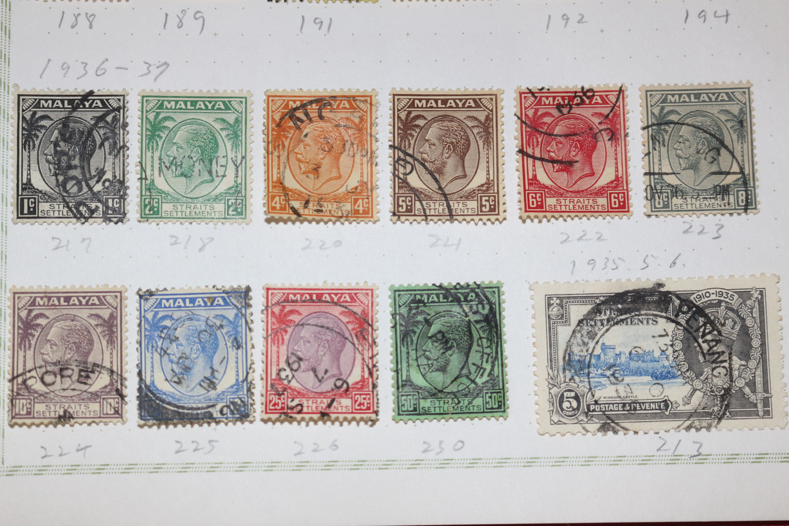 3-68  1912년~1937년 말레이반도 malaya 우표 31장