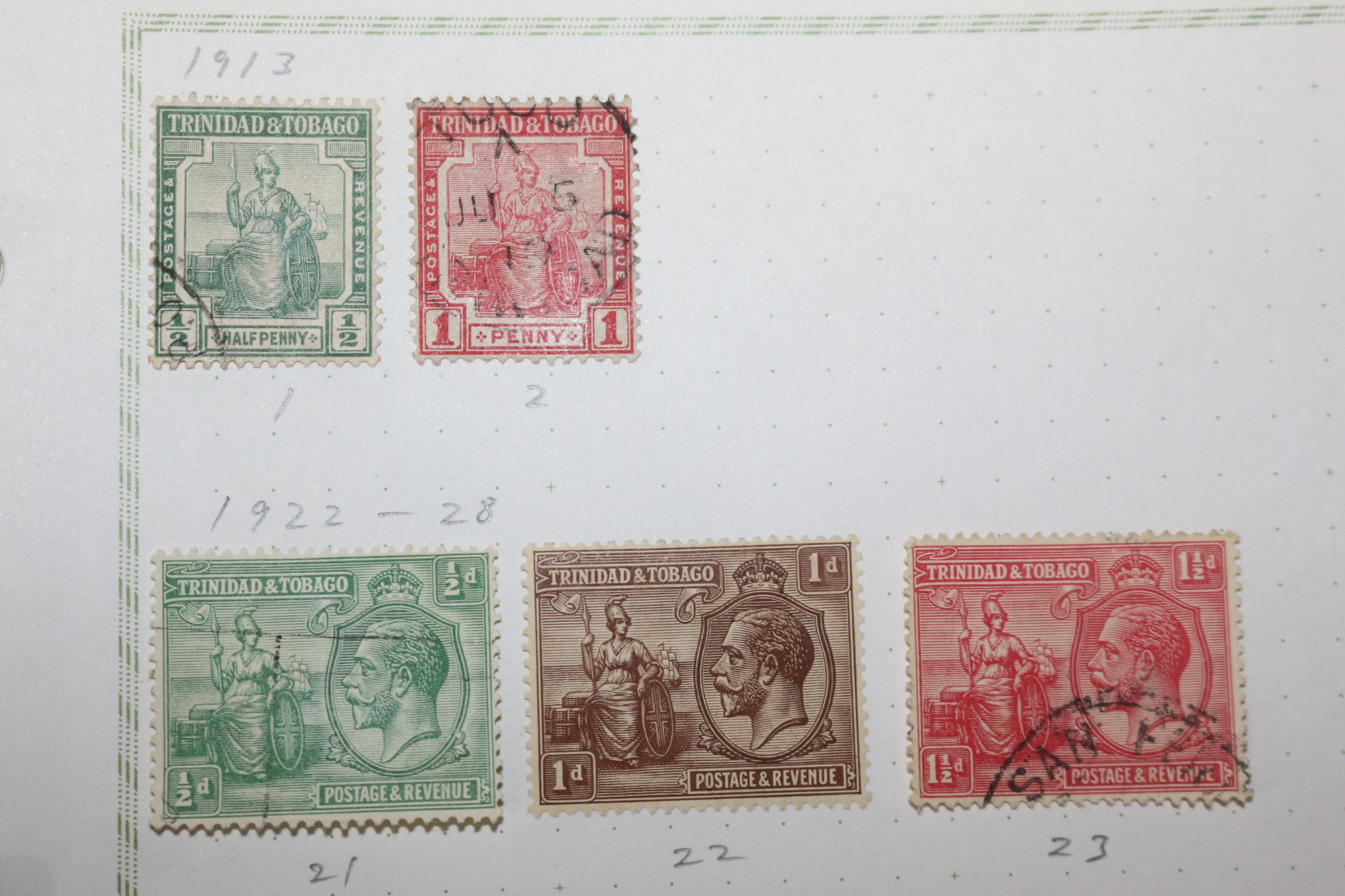 3-69 1913년~1928년 트리니다드 토바고 trinidad tobago 우표 13장