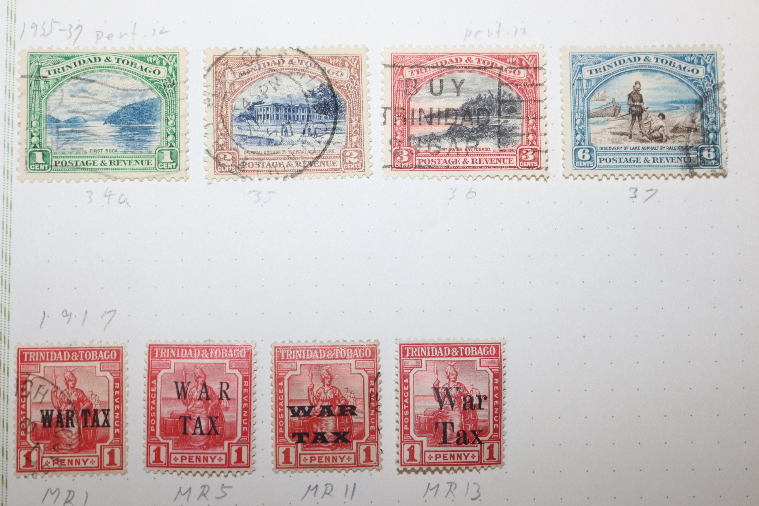 3-69 1913년~1928년 트리니다드 토바고 trinidad tobago 우표 13장