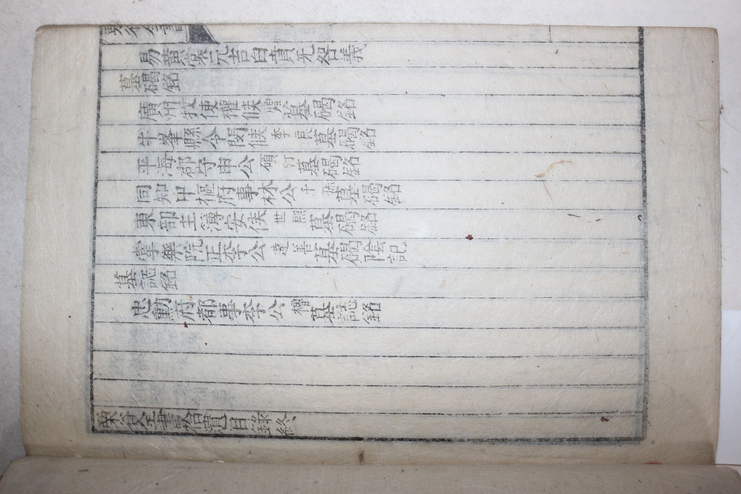 석판본 이이(李珥) 율곡전서(栗谷全書)목록 1책