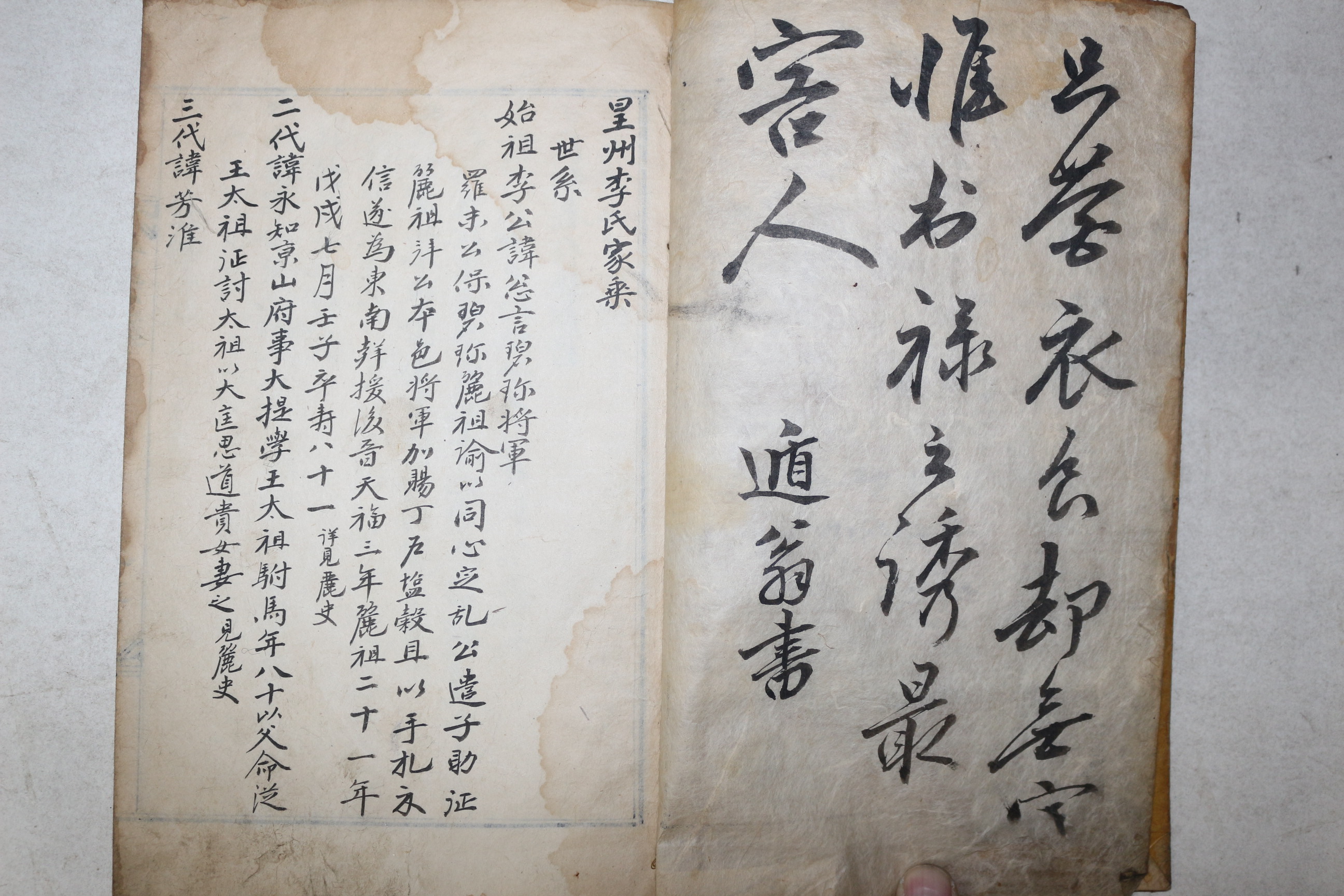 1664년(甲辰) 필사본 성산이씨세보(星山李氏世譜),신도비문,서원통문수록 둔옹(遁翁) 1책완질