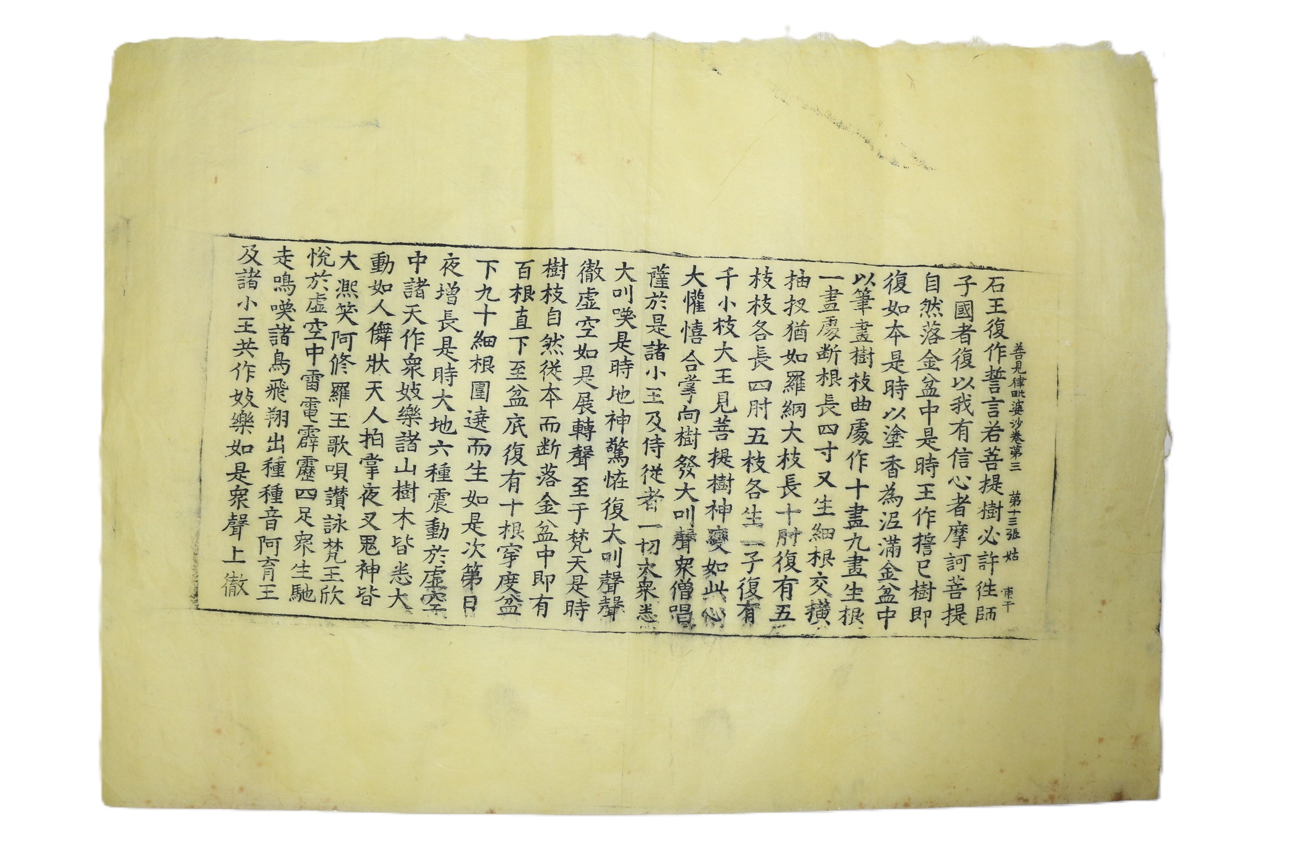 16-황색지에 물들인 한지 대장도감 목판 1장