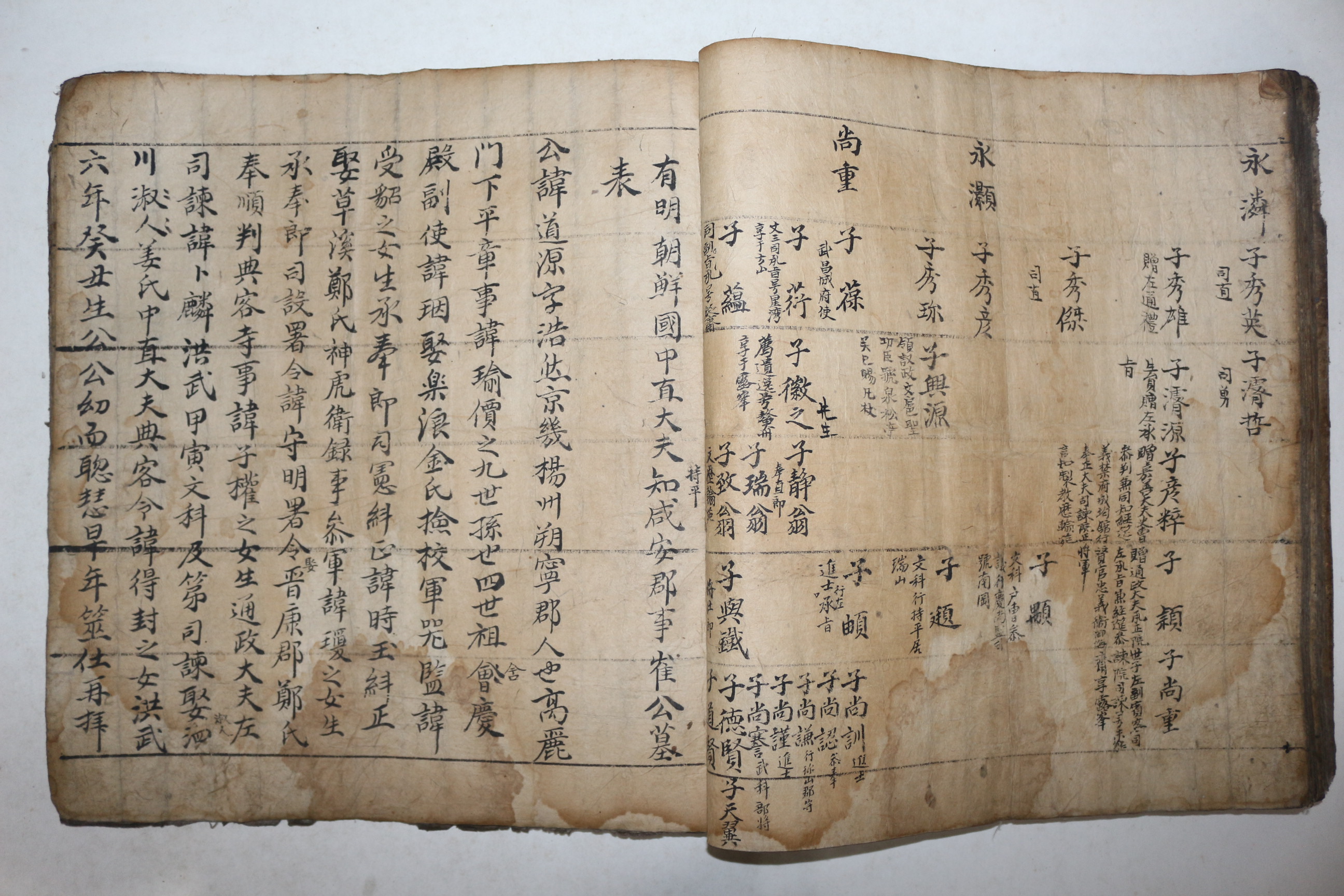 300년이상된 고필사본 삭녕최씨족보(朔寧崔氏族譜) 1책완질