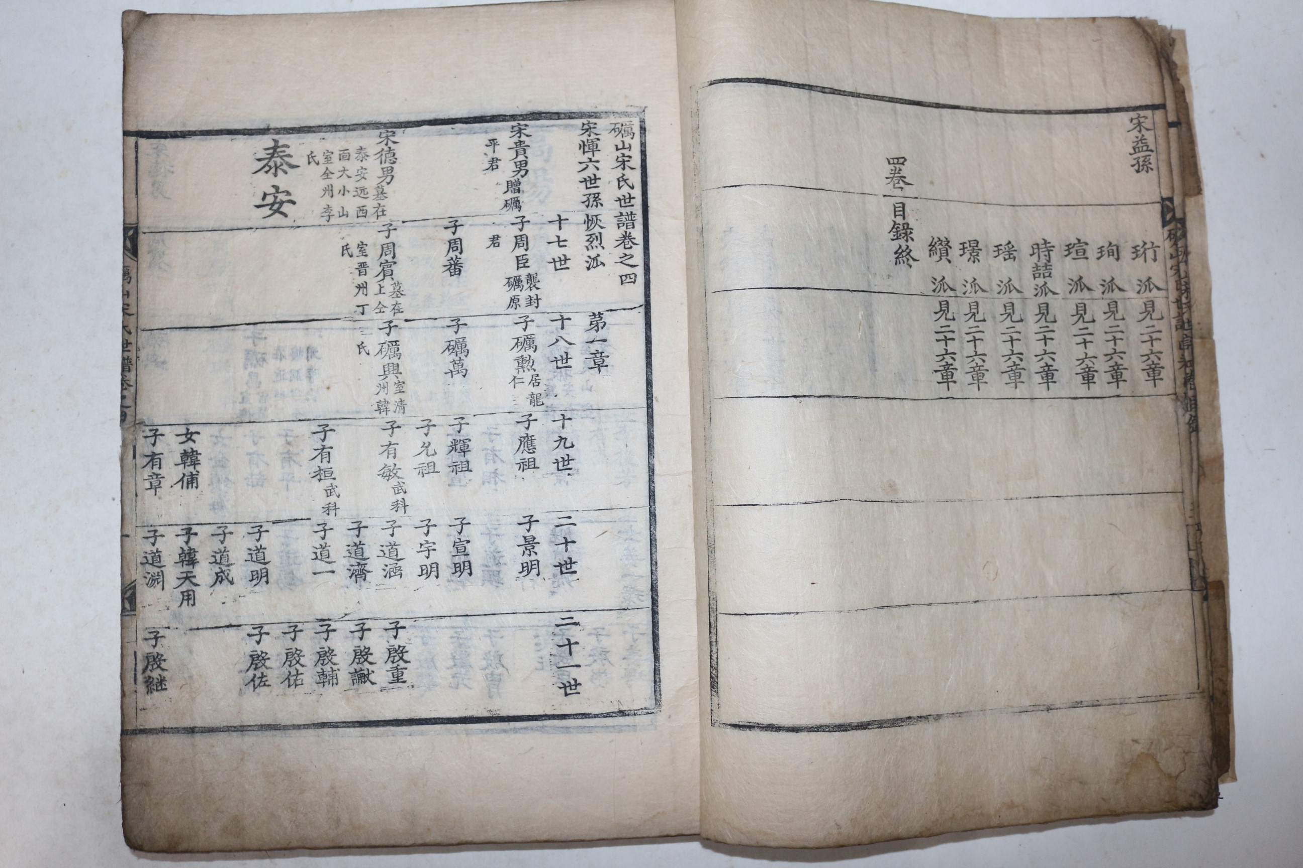1729년 고목판본 여산송씨세보(礪山宋氏世譜) 권4  1책