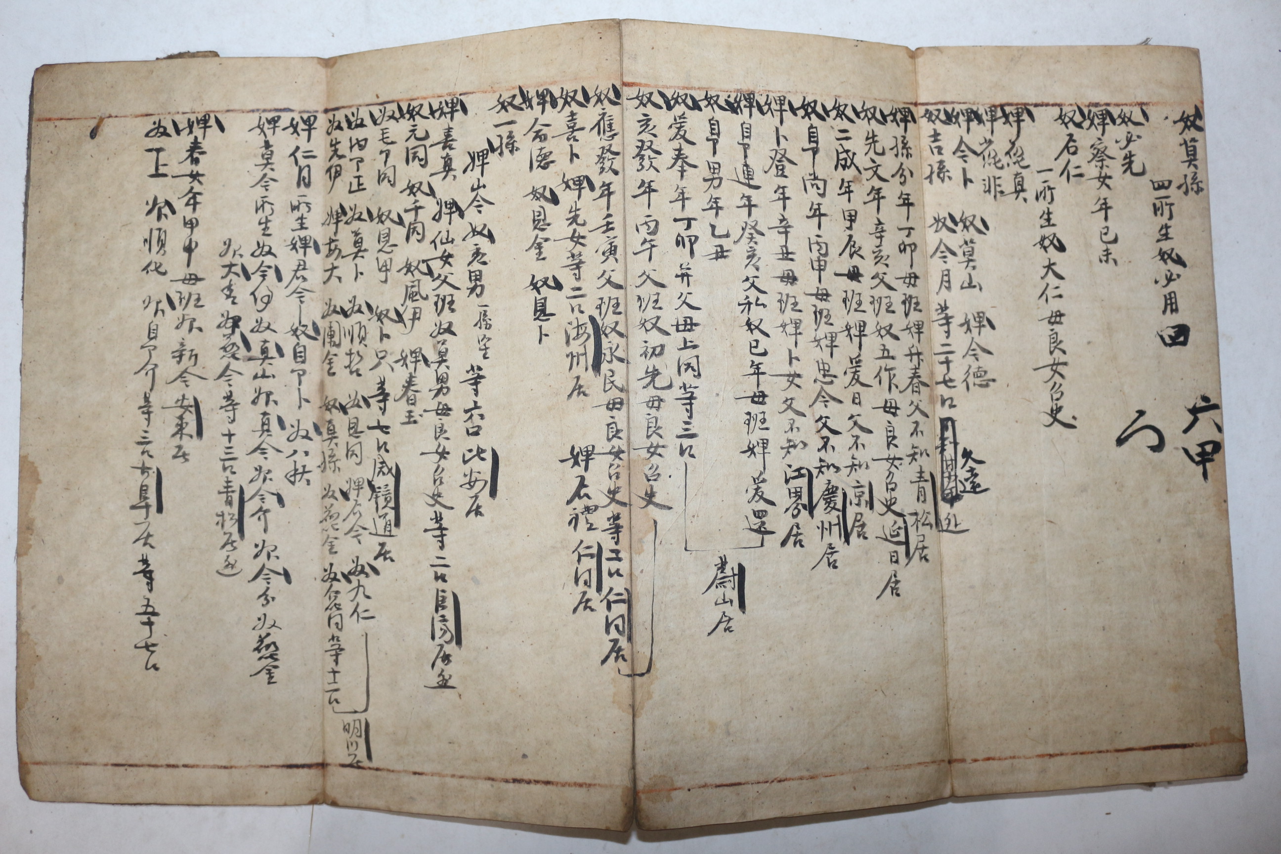고필사본 100명이상의 노비와 수많은 전답을 담은 전답안 노비안 절첩본