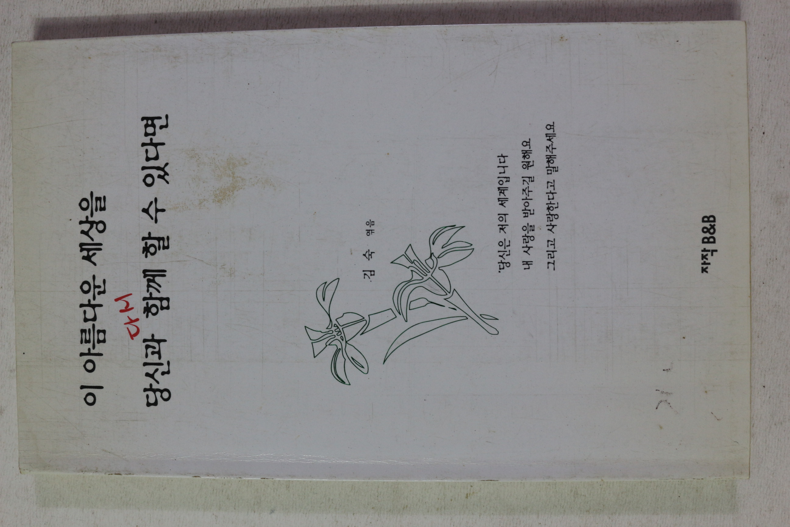 1999년초판 김숙엮음 이 아름다운 세상을 당신과 다시 함께 할수 있다면