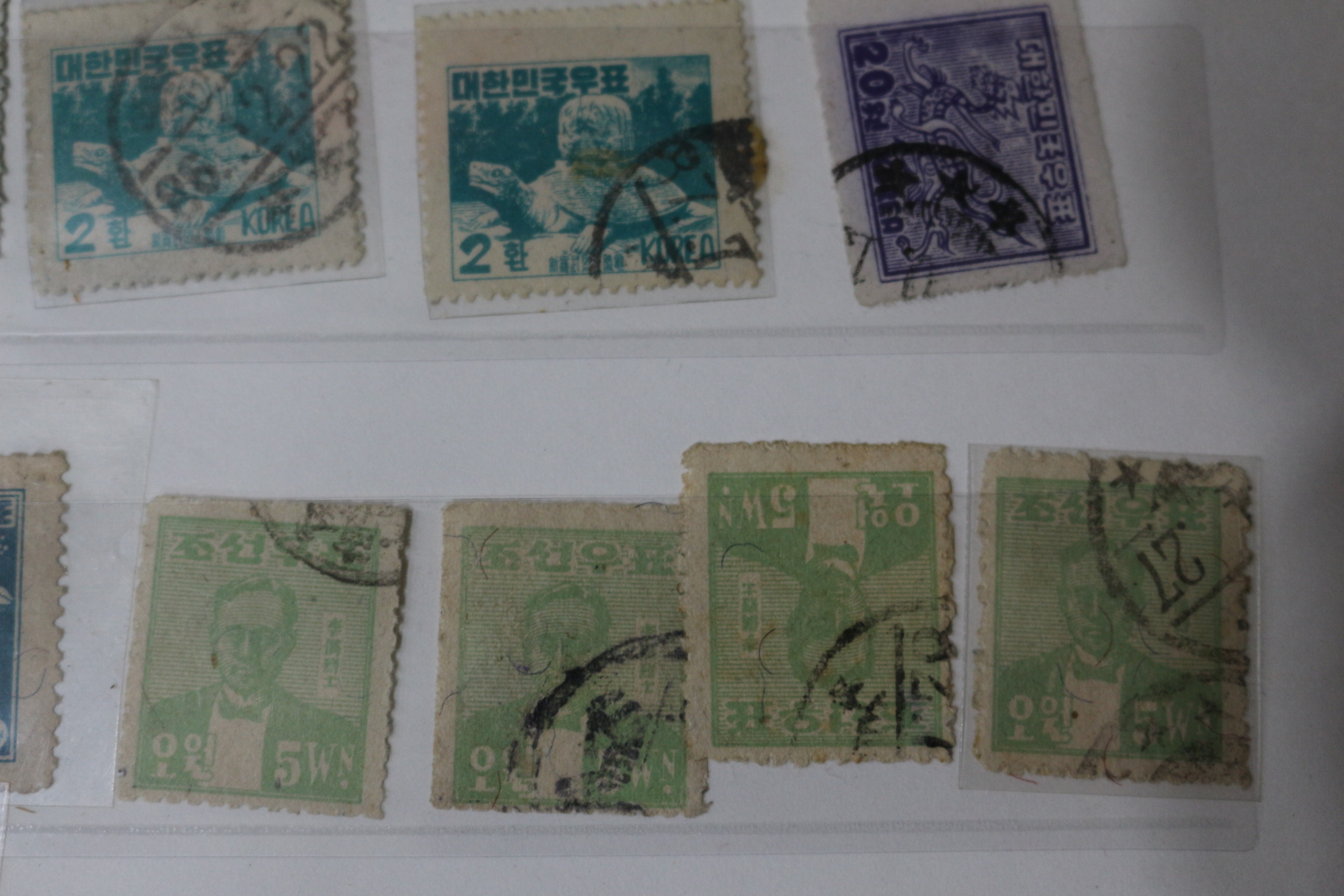 해방이후 조선우표외 총34장 우표 사용실체