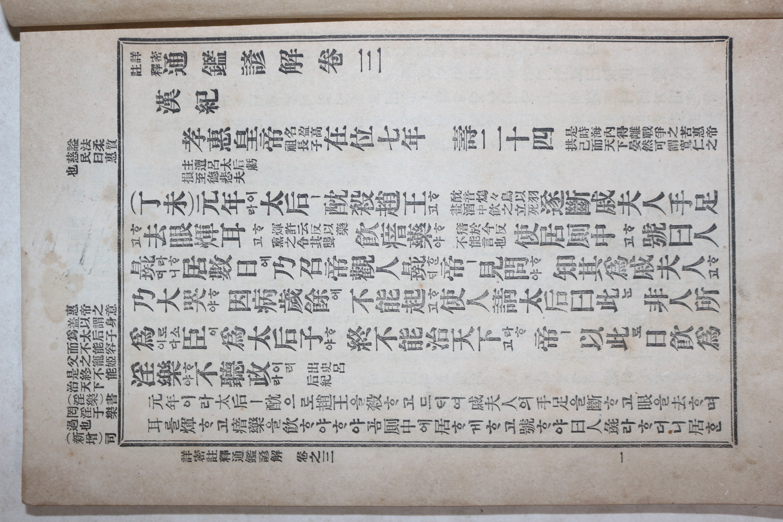 1915년(대정4년) 상밀주석 통감언해 권3  1책