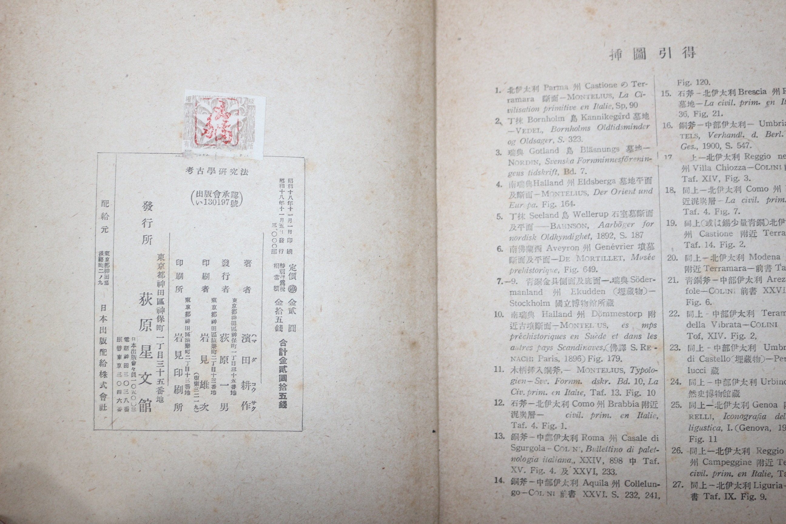 1943년(소화18년) 일본간행 고고학연구법