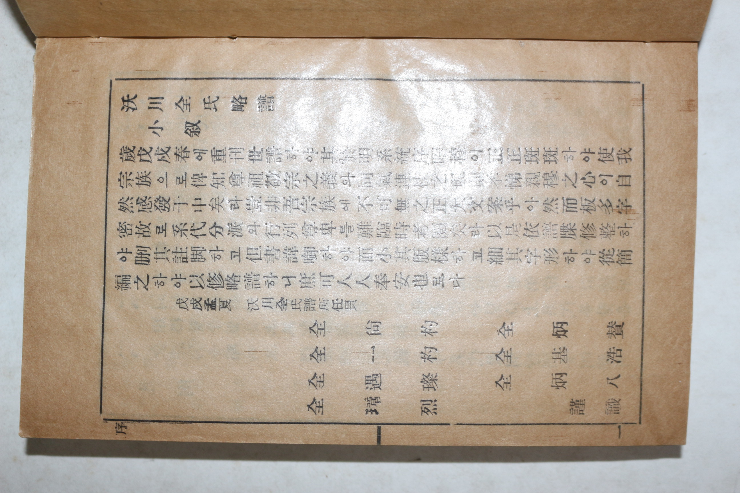 1958년(단기4291년) 옥천전씨약보(沃川全氏略譜) 1책완질