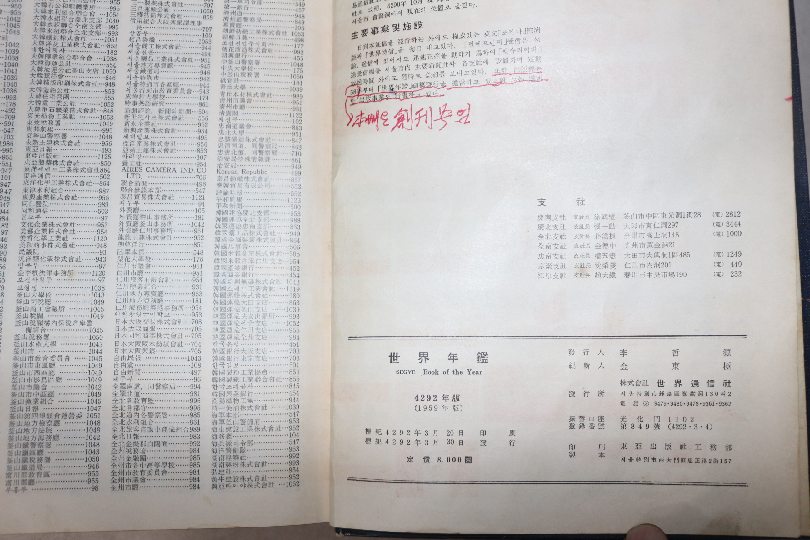 1959년(단기4292년) 세계년감