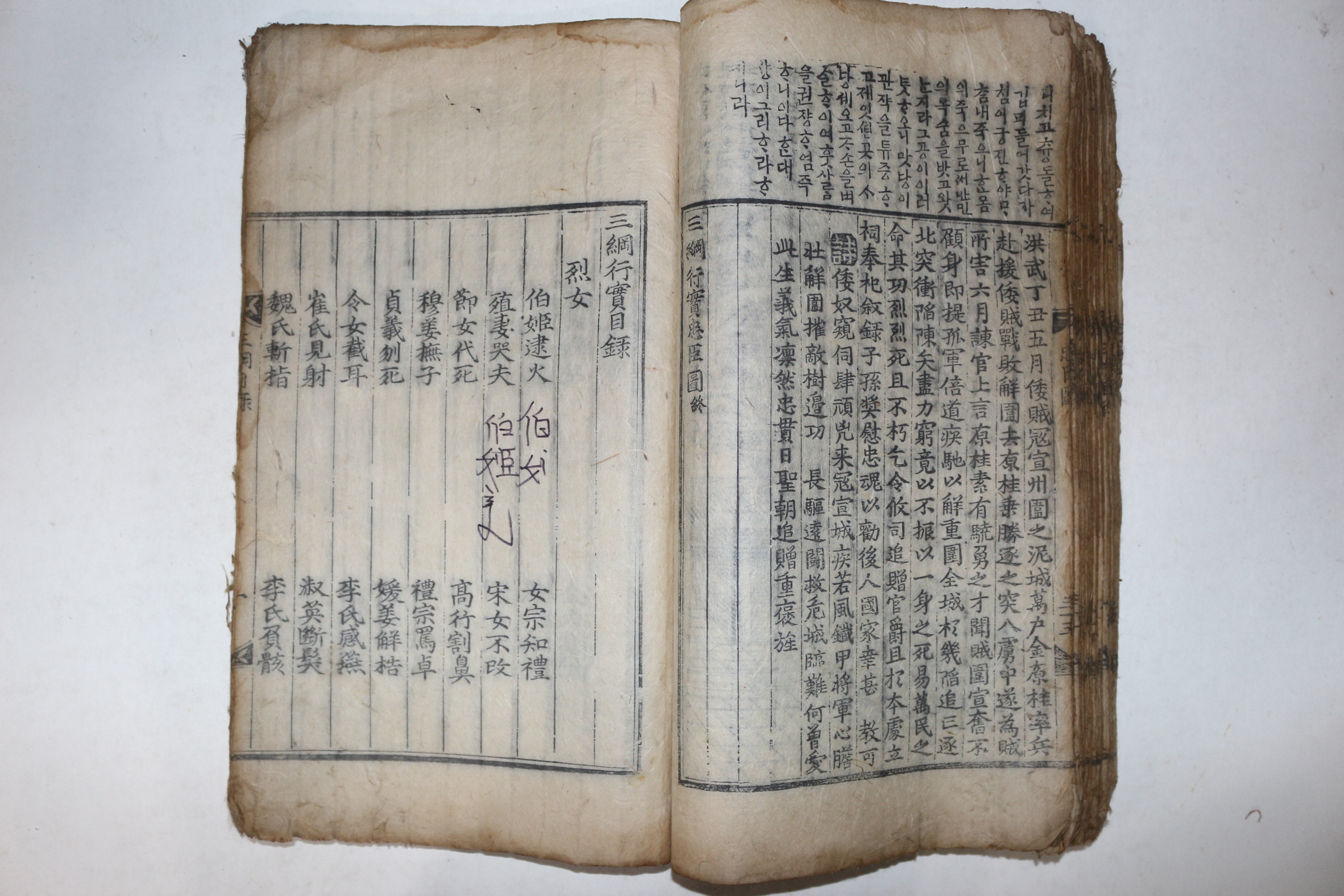 초간본추정 현발견본중 가장 판본이 큰 고목판본 삼강행실도(三綱行實圖)