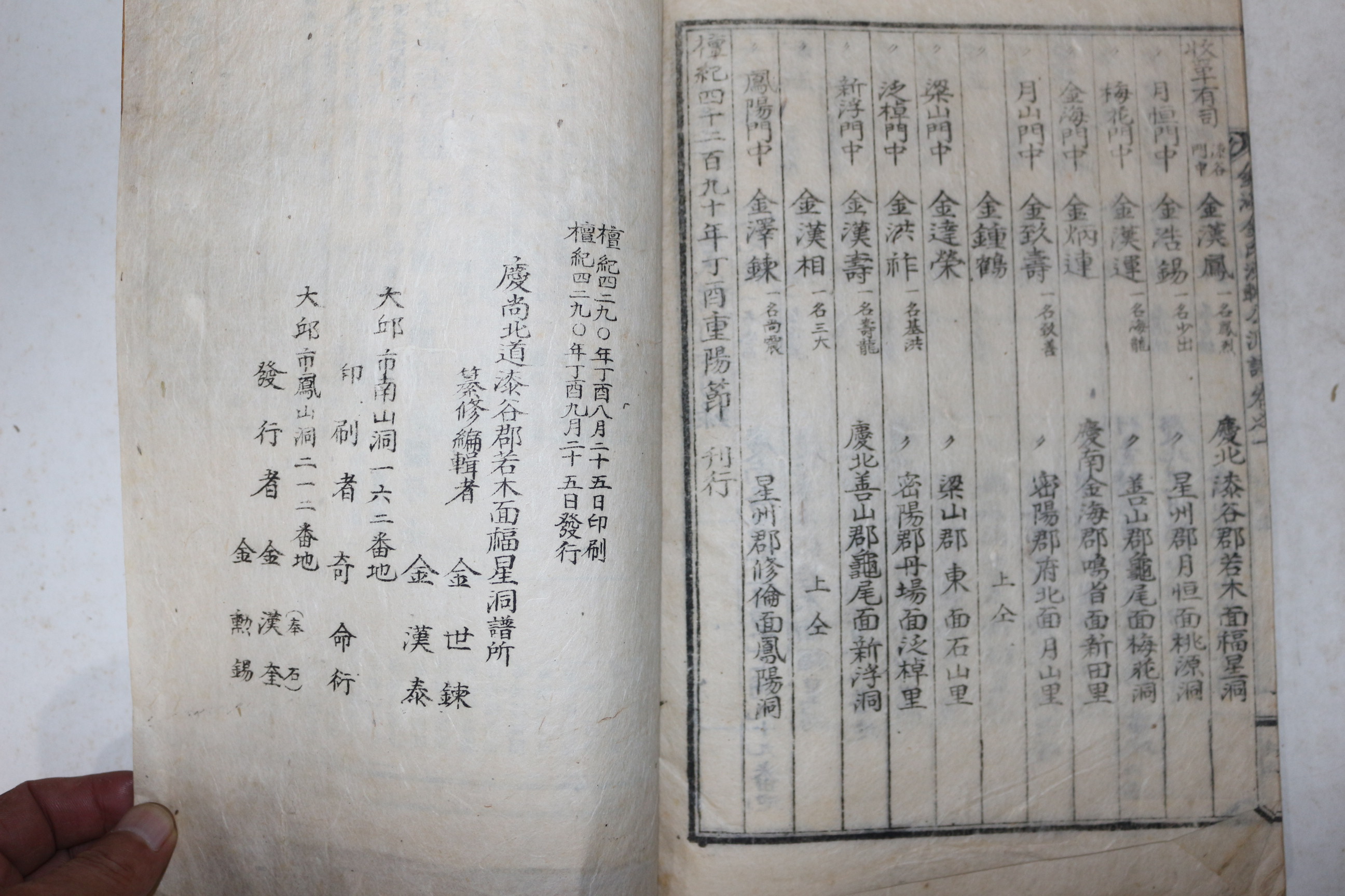 1957년 석판본 김해김씨족보(金海金氏族譜) 4책