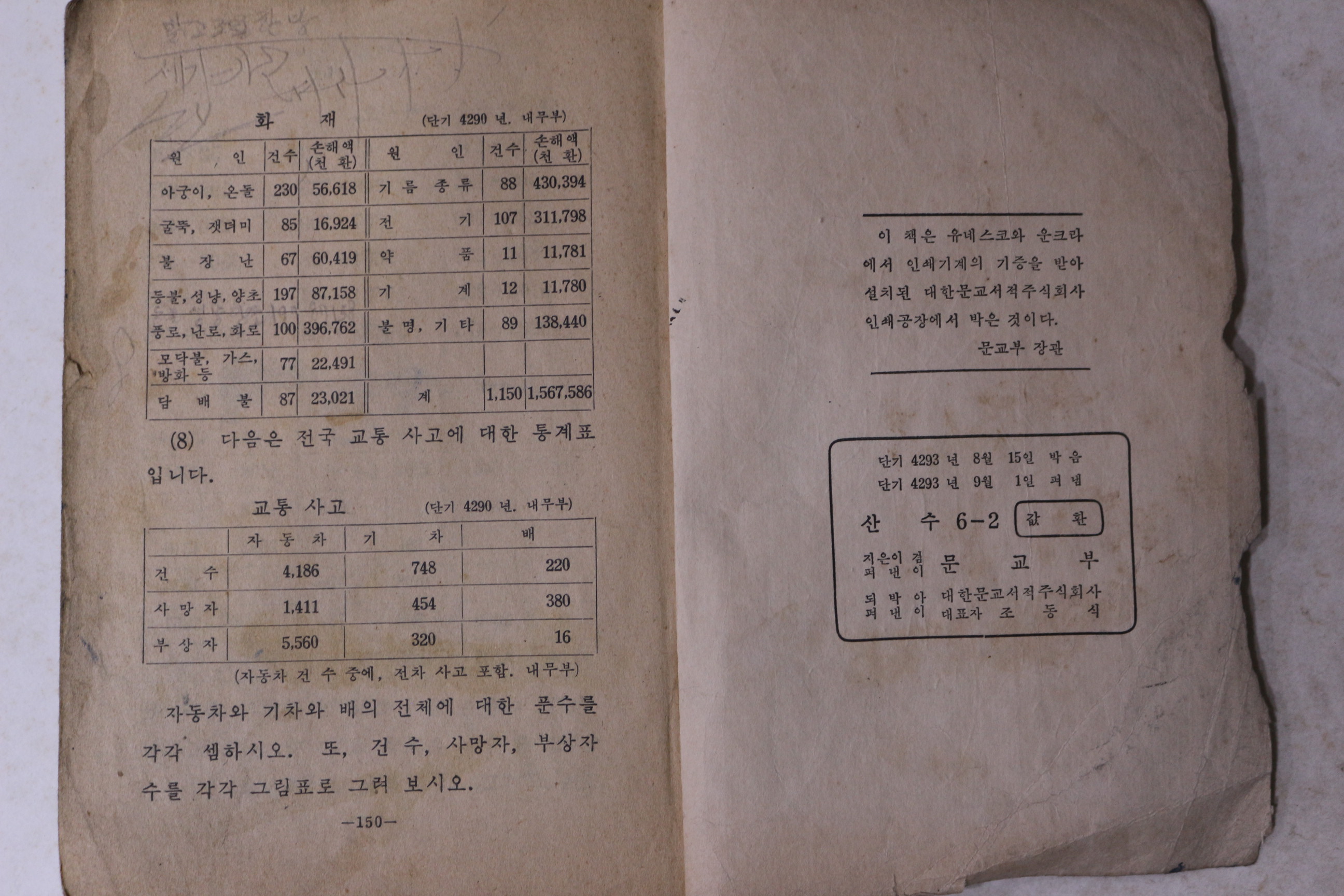 1960년(단기4293년) 유네스코 운크라교과서 산수 6-2