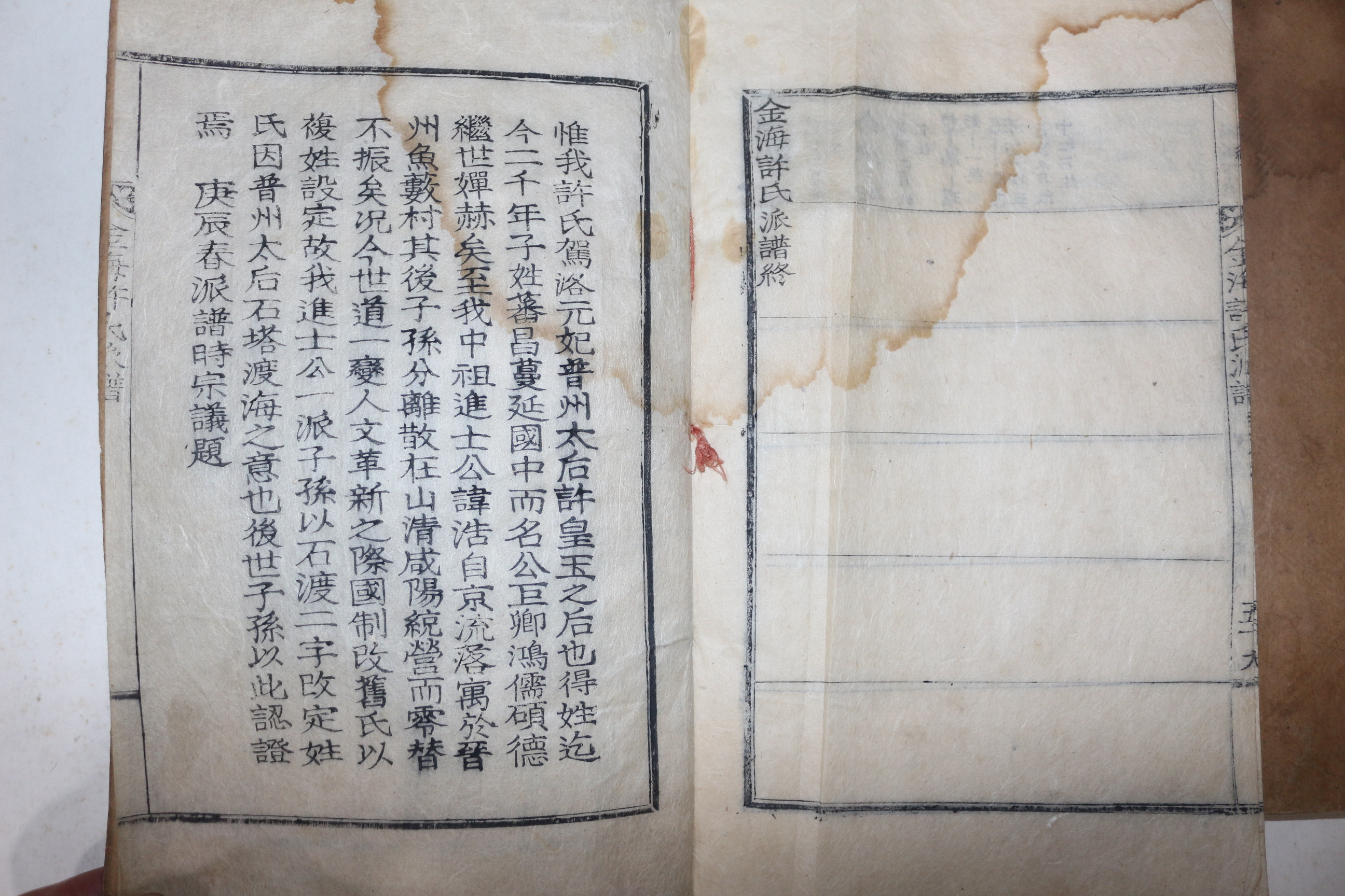 목활자본 김해허씨파보(金海許氏派譜) 2책완질