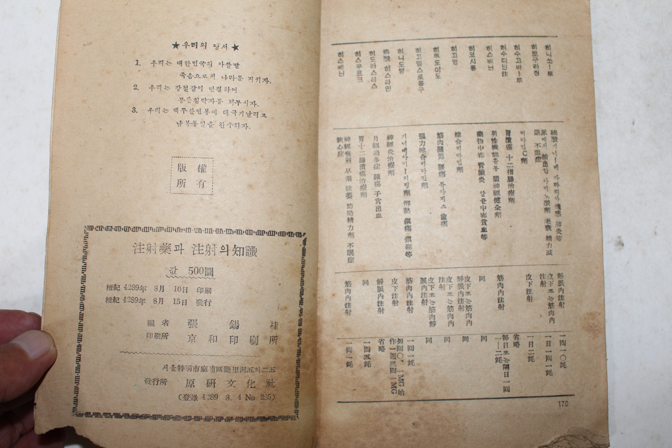 1956년 주사약과 주사의 지식
