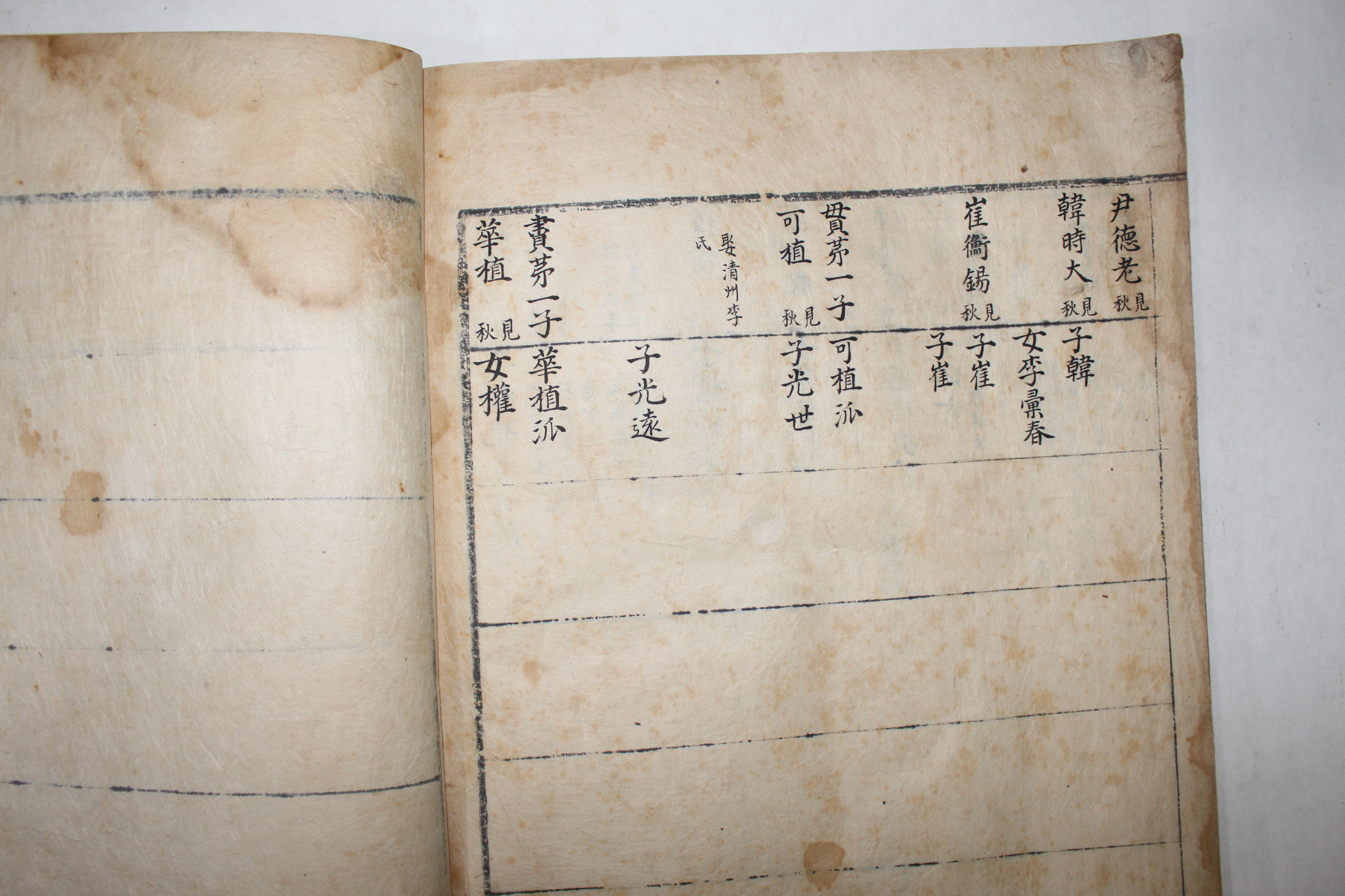 1778년 대형책판의 고필사본 광주이씨족보(光州李氏族譜) 1책완질